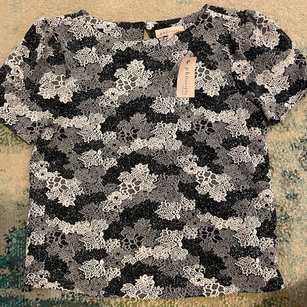 Philosophy: White/Navy floral blouse.